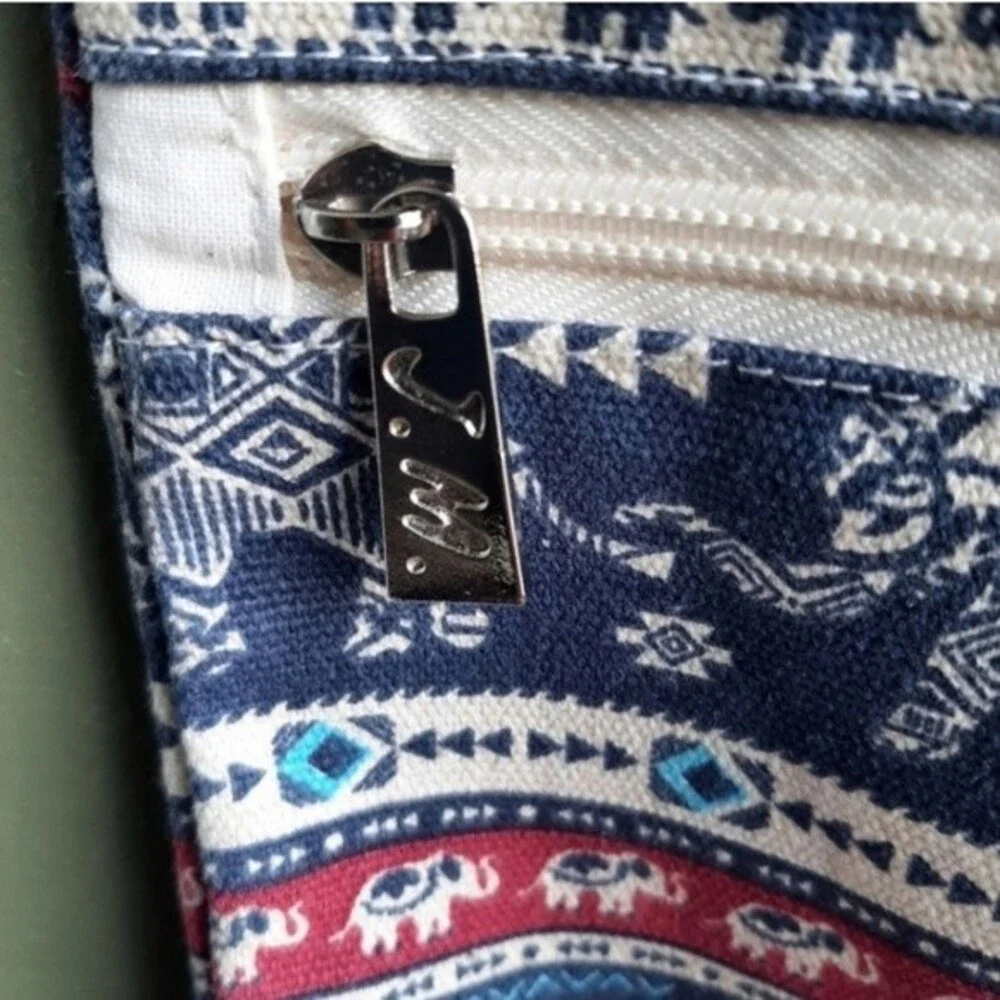 J.M. Bangkok Canvas Backpack Drawstring Gym Bag Ethnic Bohemian w/zip Pocket